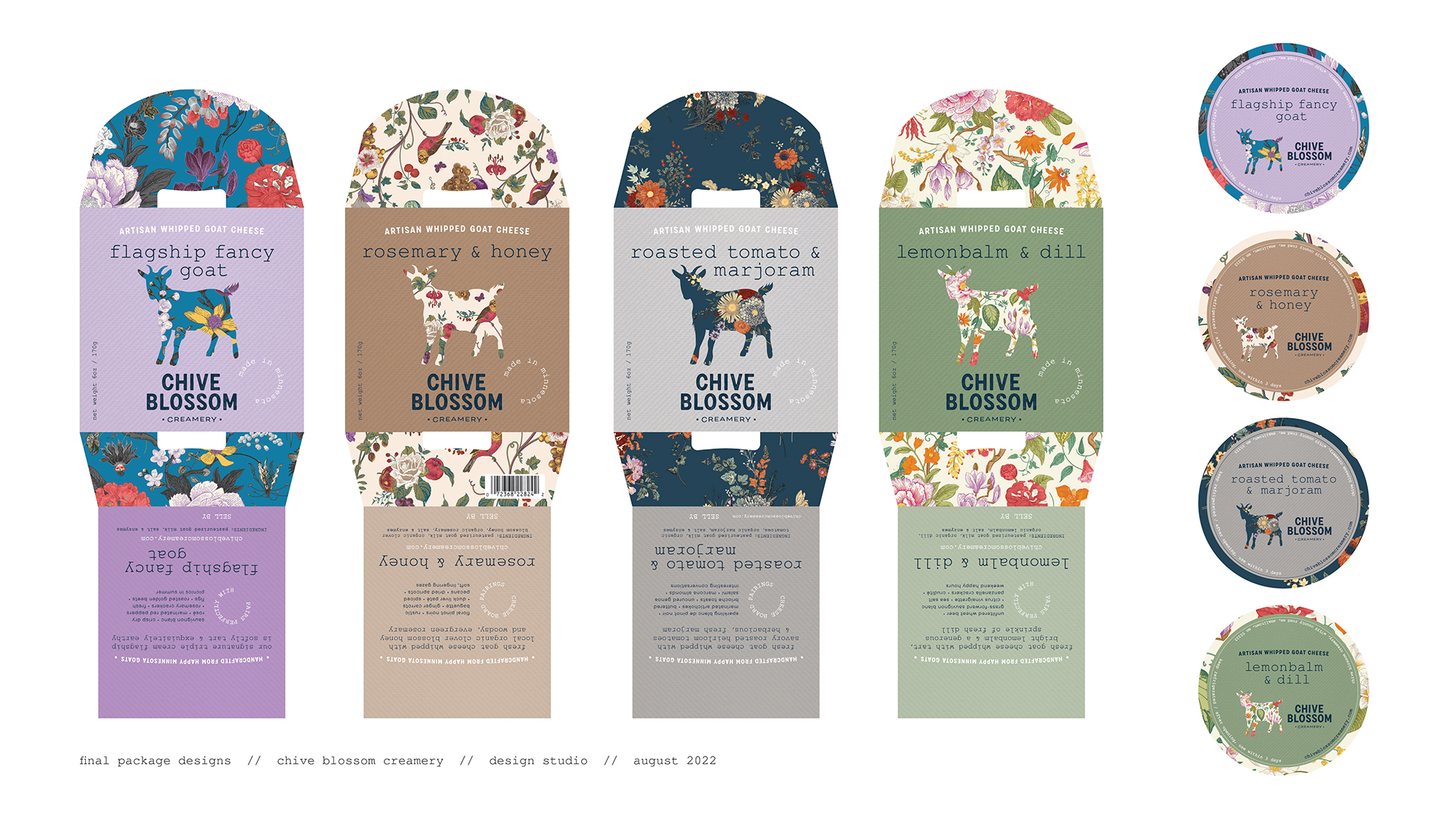 chive blossom creamery packaging designs